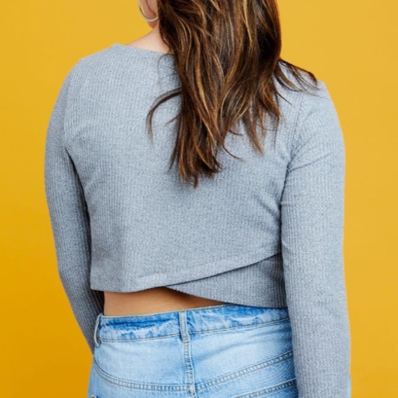 Eloquii X R29 Cross back grey ribbed crop top sweater size 14 - Picture 9 of 9